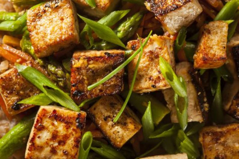 Roasted Tofu Leek and Asparagus